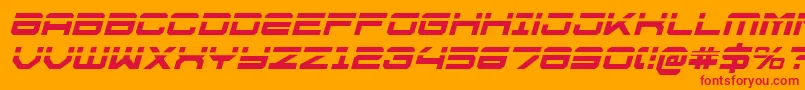 Fonte U.S.S.DallasLaserItalic – fontes vermelhas em um fundo laranja