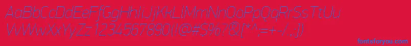 PfdindisplayproExtrathinitalic Font – Blue Fonts on Red Background
