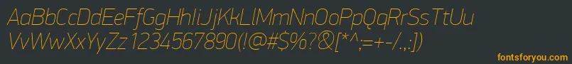 PfdindisplayproExtrathinitalic Font – Orange Fonts on Black Background