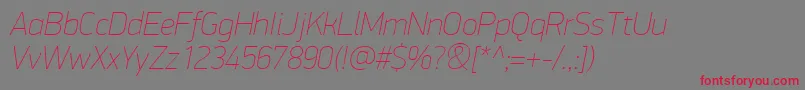 PfdindisplayproExtrathinitalic Font – Red Fonts on Gray Background