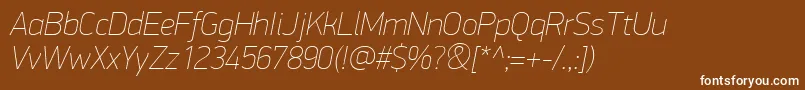 PfdindisplayproExtrathinitalic Font – White Fonts on Brown Background