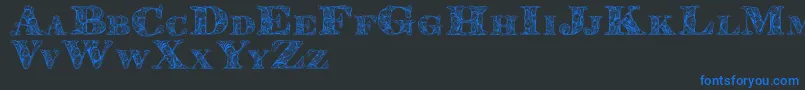 Kahirpersonaluse-Schriftart – Blaue Schriften auf schwarzem Hintergrund