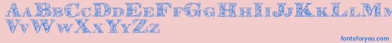 Kahirpersonaluse-Schriftart – Blaue Schriften auf rosa Hintergrund