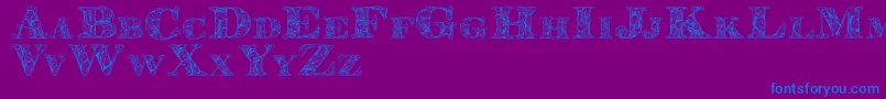 Kahirpersonaluse-Schriftart – Blaue Schriften auf violettem Hintergrund