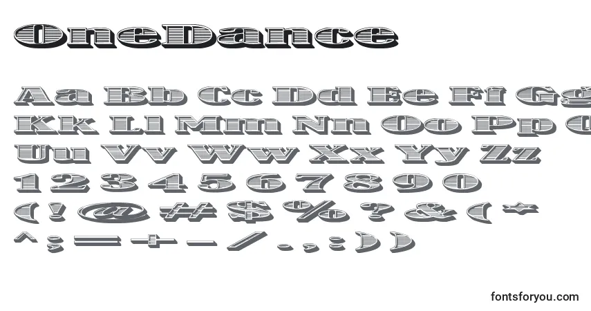 A fonte OneDance – alfabeto, números, caracteres especiais