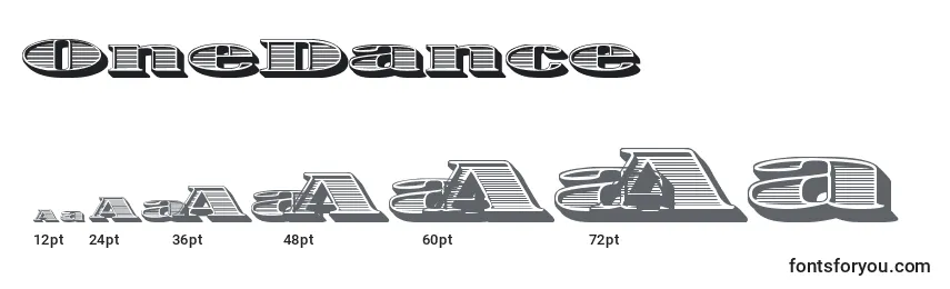 Размеры шрифта OneDance