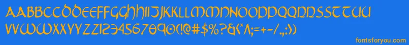 Tristramc Font – Orange Fonts on Blue Background