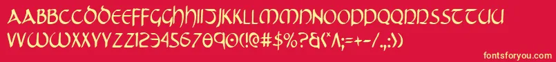 Tristramc Font – Yellow Fonts on Red Background