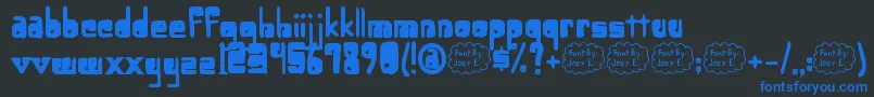 LowerOpticFibercase-Schriftart – Blaue Schriften auf schwarzem Hintergrund