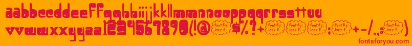 Fonte LowerOpticFibercase – fontes vermelhas em um fundo laranja