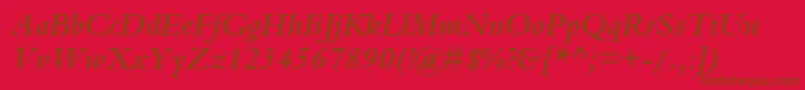 BemboSemiBoldItalic Font – Brown Fonts on Red Background