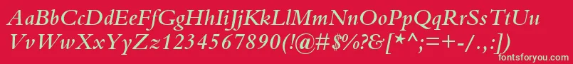 More about BemboSemiBoldItalic Font BemboSemiBoldItalic Font – Green Fonts on Red Background