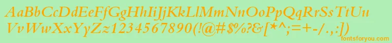 BemboSemiBoldItalic Font – Orange Fonts on Green Background