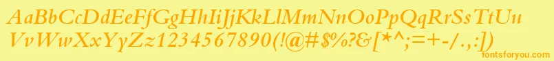 BemboSemiBoldItalic Font – Orange Fonts on Yellow Background
