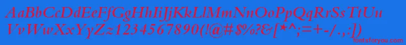 BemboSemiBoldItalic Font – Red Fonts on Blue Background