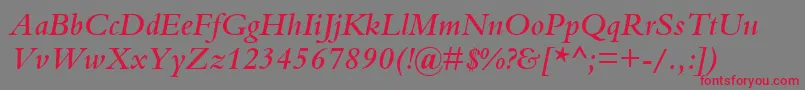 BemboSemiBoldItalic Font – Red Fonts on Gray Background
