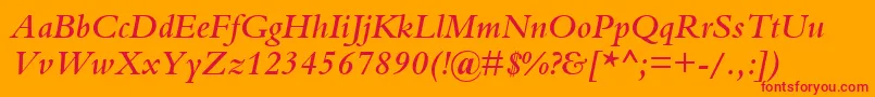 BemboSemiBoldItalic Font – Red Fonts on Orange Background