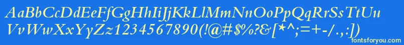 BemboSemiBoldItalic Font – Yellow Fonts on Blue Background