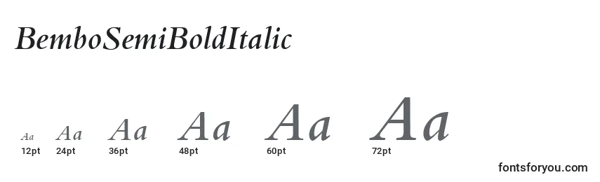 Размеры шрифта BemboSemiBoldItalic