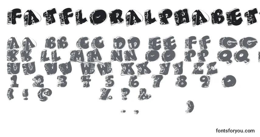 A fonte Fatfloralphabetxperimental – alfabeto, números, caracteres especiais