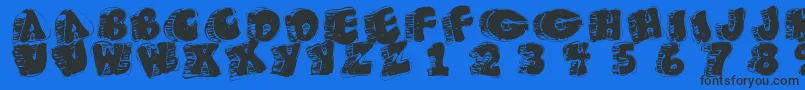 Fatfloralphabetxperimental Font – Black Fonts on Blue Background