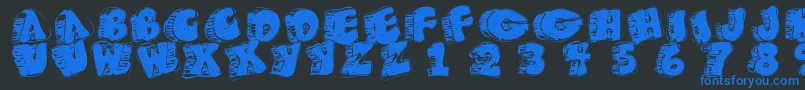 Fatfloralphabetxperimental Font – Blue Fonts on Black Background