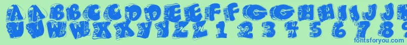 Fatfloralphabetxperimental Font – Blue Fonts on Green Background