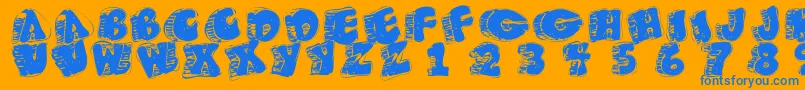 Fatfloralphabetxperimental Font – Blue Fonts on Orange Background