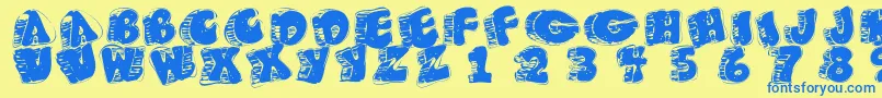 Fatfloralphabetxperimental Font – Blue Fonts on Yellow Background
