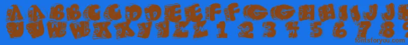 Fatfloralphabetxperimental Font – Brown Fonts on Blue Background