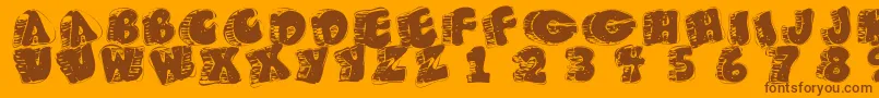 Fatfloralphabetxperimental Font – Brown Fonts on Orange Background