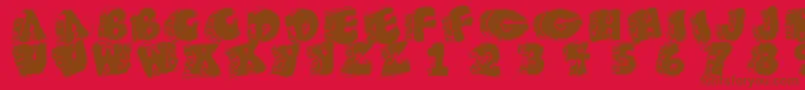 Fatfloralphabetxperimental Font – Brown Fonts on Red Background