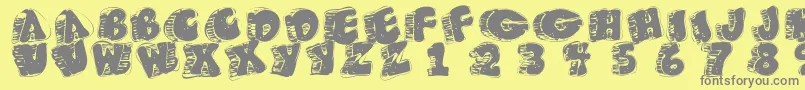 Fatfloralphabetxperimental Font – Gray Fonts on Yellow Background