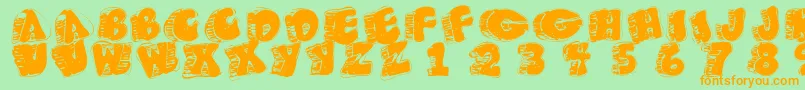 Fatfloralphabetxperimental Font – Orange Fonts on Green Background