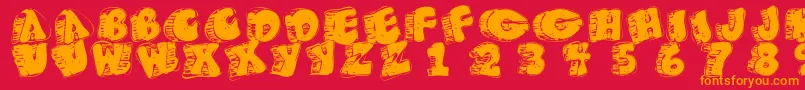 Czcionka Fatfloralphabetxperimental – pomarańczowe czcionki na czerwonym tle