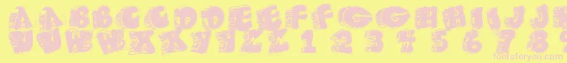 Fatfloralphabetxperimental Font – Pink Fonts on Yellow Background