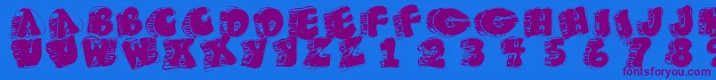 Fatfloralphabetxperimental Font – Purple Fonts on Blue Background