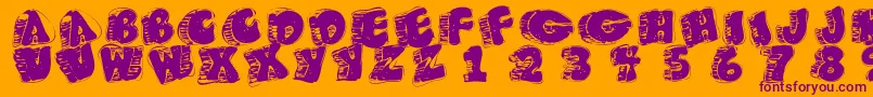 Fatfloralphabetxperimental Font – Purple Fonts on Orange Background