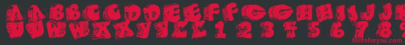 Fatfloralphabetxperimental-Schriftart – Rote Schriften auf schwarzem Hintergrund