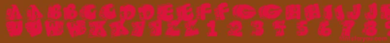 Fatfloralphabetxperimental Font – Red Fonts on Brown Background