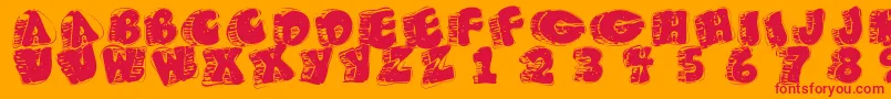Fatfloralphabetxperimental Font – Red Fonts on Orange Background