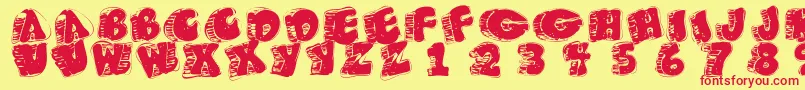 Шрифт Fatfloralphabetxperimental – красные шрифты на жёлтом фоне