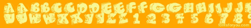 Fatfloralphabetxperimental Font – Yellow Fonts on Orange Background