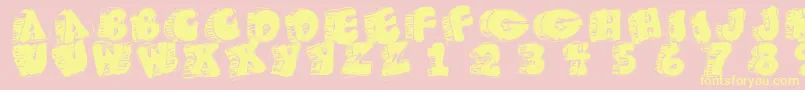 Fatfloralphabetxperimental Font – Yellow Fonts on Pink Background
