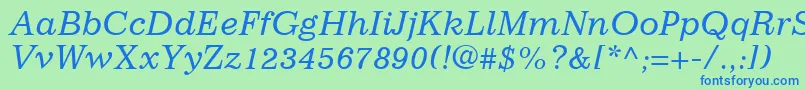 ImpressumLtItalic Font – Blue Fonts on Green Background