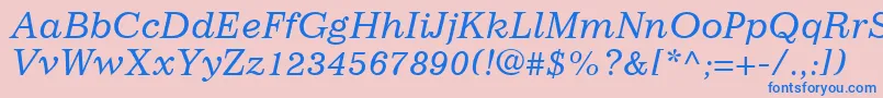 ImpressumLtItalic Font – Blue Fonts on Pink Background