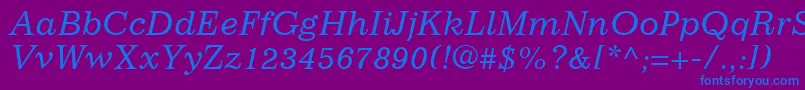 フォントImpressumLtItalic – 紫色の背景に青い文字