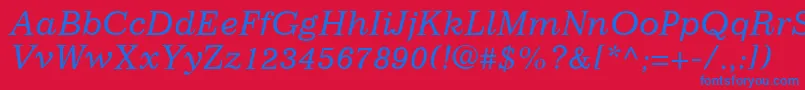ImpressumLtItalic-fontti – siniset fontit punaisella taustalla