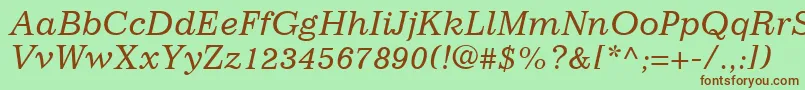 ImpressumLtItalic-fontti – ruskeat fontit vihreällä taustalla