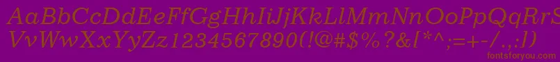 フォントImpressumLtItalic – 紫色の背景に茶色のフォント